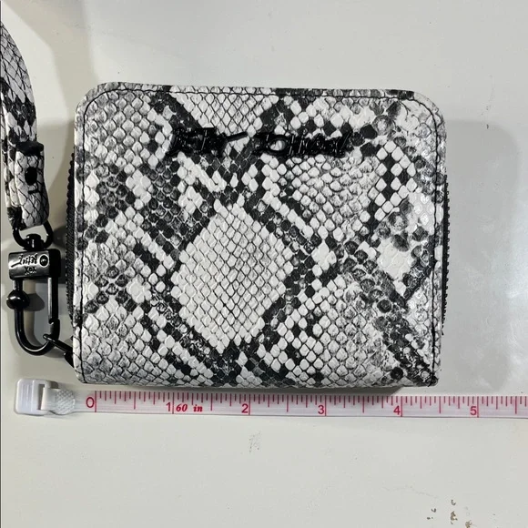 Textured Snake-Print Crossbody Wallet in Black & White - Picture 4 of 5